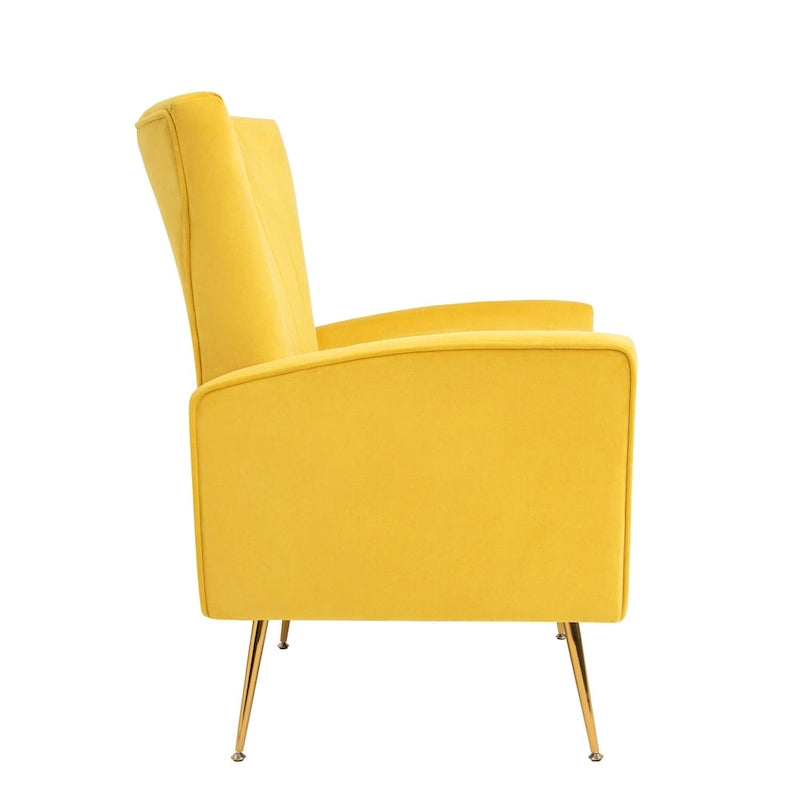Fauteuil d'appoint en velours, fauteuil à oreilles avec pieds dorés, canapé simple rembourré pour salon et chambre à coucher