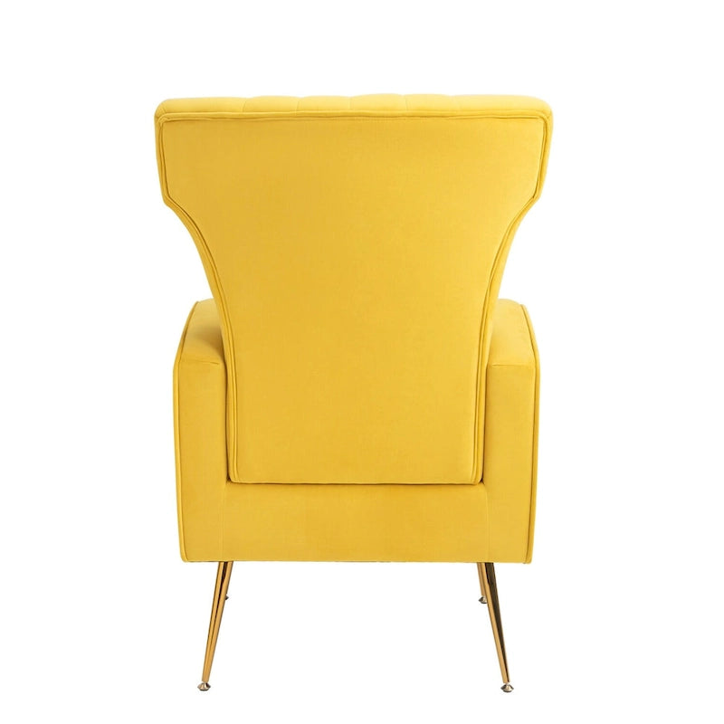 Fauteuil d'appoint en velours, fauteuil à oreilles avec pieds dorés, canapé simple rembourré pour salon et chambre à coucher