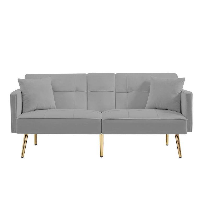 Canapé-lit futon en velours avec pieds en métal doré