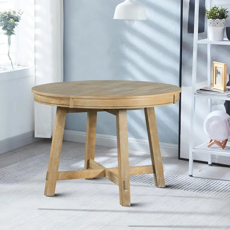 Table de salle à manger extensible vintage et élégante avec rallonge amovible