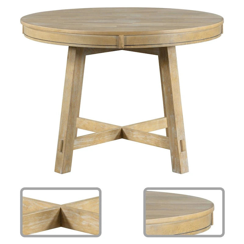 Table de salle à manger extensible vintage et élégante avec rallonge amovible