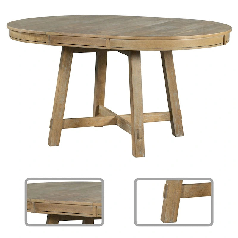 Table de salle à manger extensible vintage et élégante avec rallonge amovible