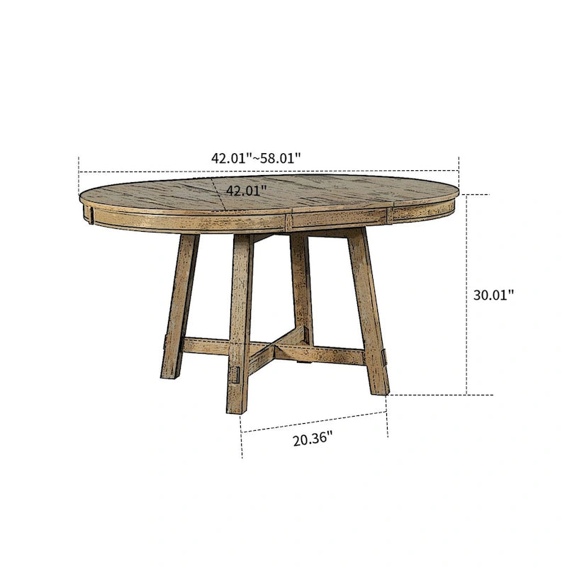 Table de salle à manger extensible vintage et élégante avec rallonge amovible