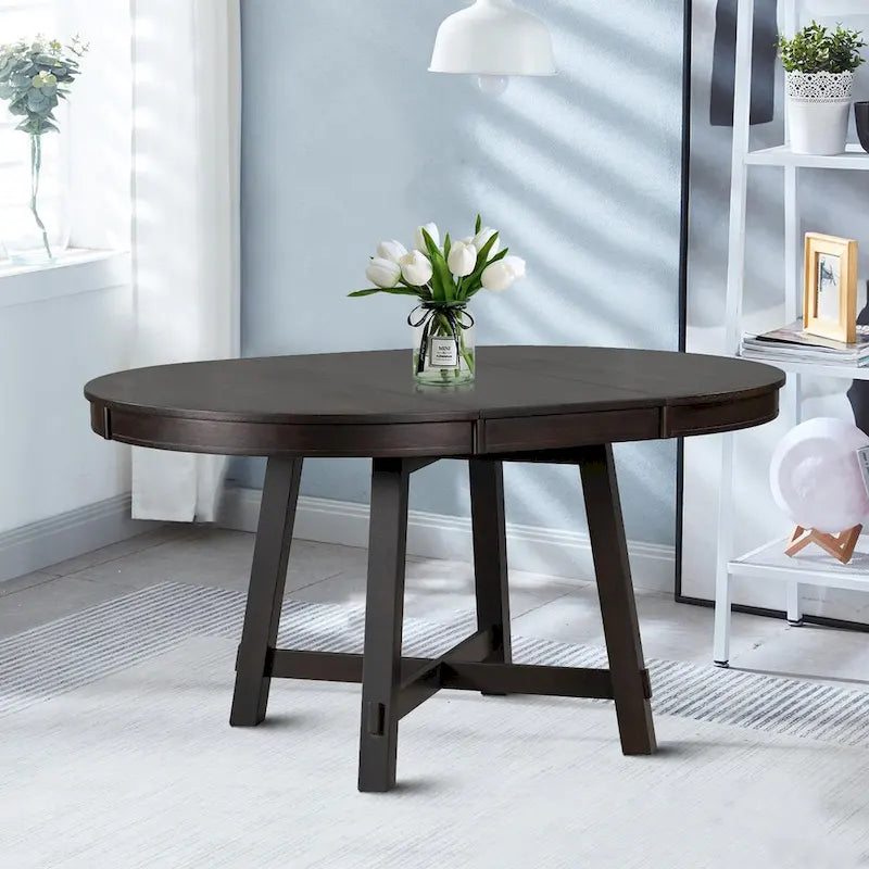 Table de salle à manger extensible vintage et élégante avec rallonge amovible