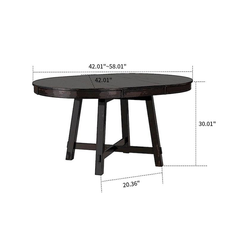 Table de salle à manger extensible vintage et élégante avec rallonge amovible