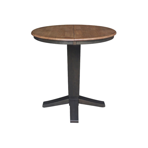 Table de salle à manger à hauteur de comptoir, piédestal rond de 36 po avec rallonge de 12 po