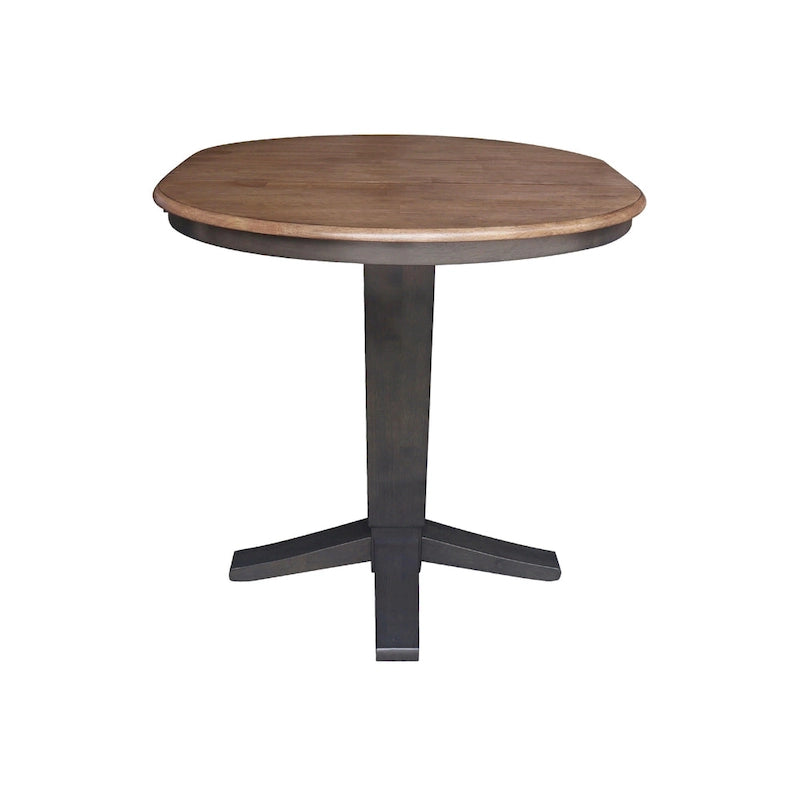 Table de salle à manger à hauteur de comptoir, piédestal rond de 36 po avec rallonge de 12 po