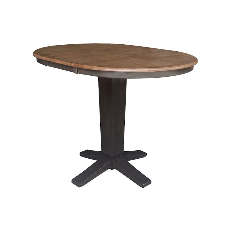 Table de salle à manger à hauteur de comptoir, piédestal rond de 36 po avec rallonge de 12 po