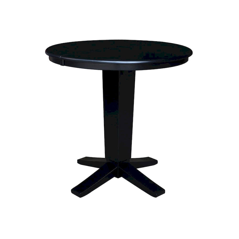 Table de salle à manger à hauteur de comptoir, piédestal rond de 36 po avec rallonge de 12 po