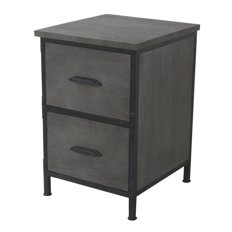 Rustic 2 Drawer Filing Cabinet in Gray Finish