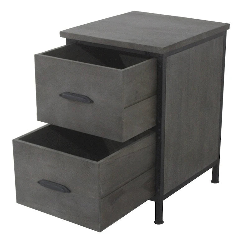 Rustic 2 Drawer Filing Cabinet in Gray Finish