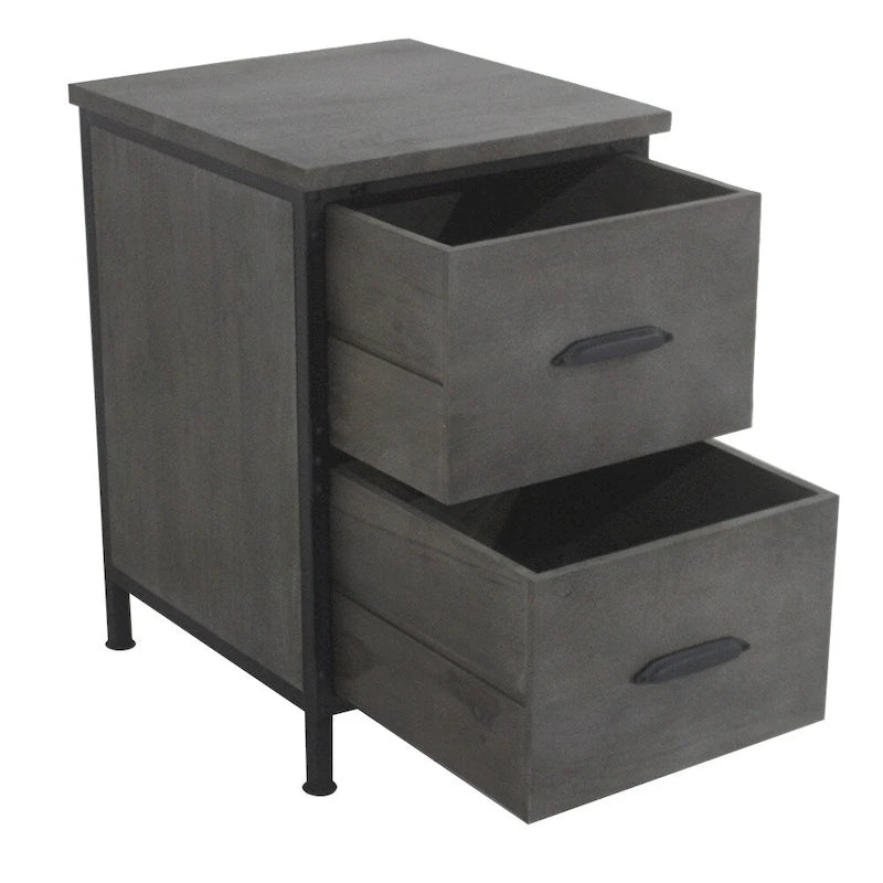 Rustic 2 Drawer Filing Cabinet in Gray Finish
