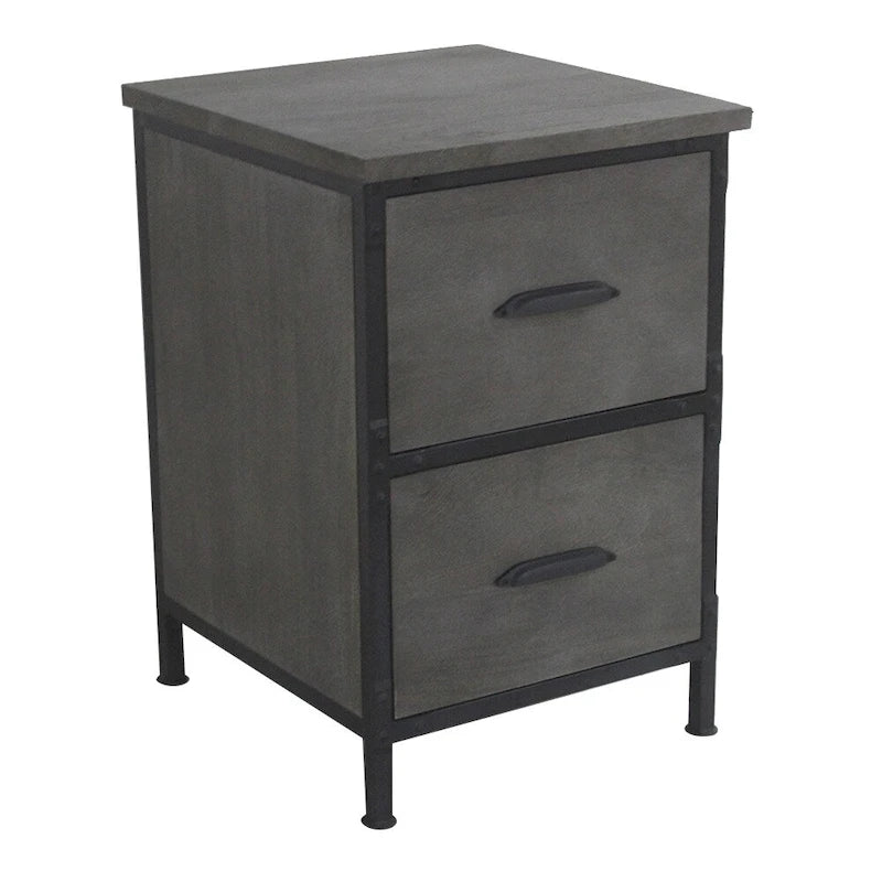 Rustic 2 Drawer Filing Cabinet in Gray Finish