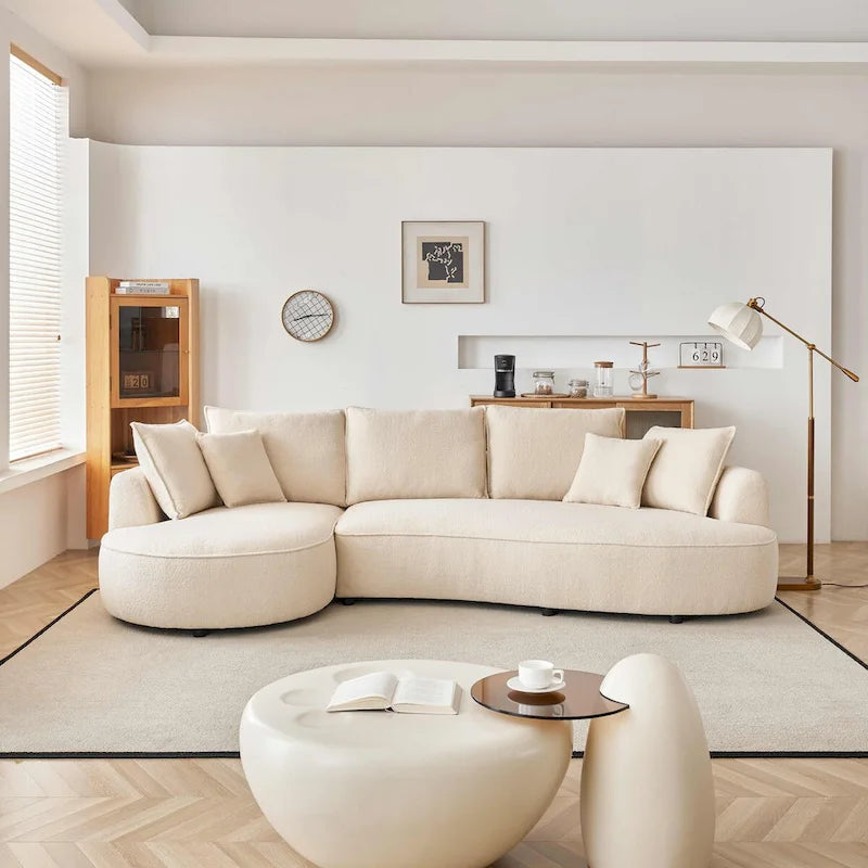 Modern Teddy Fabric Cloud Curved Sofa - Left Facing