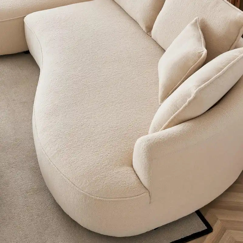 Modern Teddy Fabric Cloud Curved Sofa - Left Facing