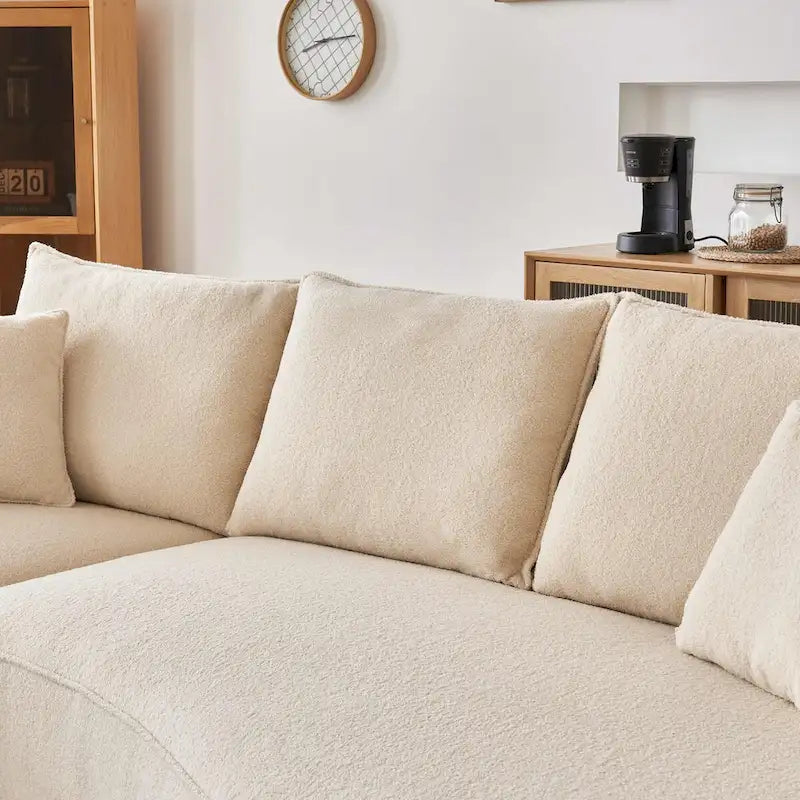 Modern Teddy Fabric Cloud Curved Sofa - Left Facing