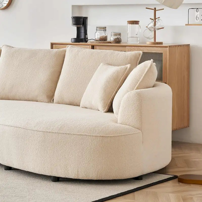 Canapé d'angle incurvé moderne en tissu Teddy – Côté gauche