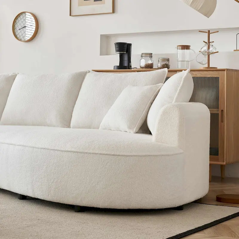 Canapé d'angle incurvé moderne en tissu Teddy – Côté gauche