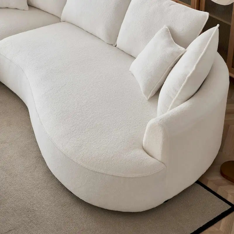 Canapé d'angle incurvé moderne en tissu Teddy – Côté gauche