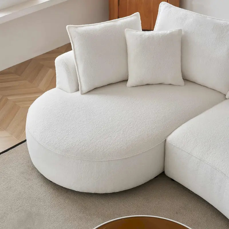 Canapé d'angle incurvé moderne en tissu Teddy – Côté gauche