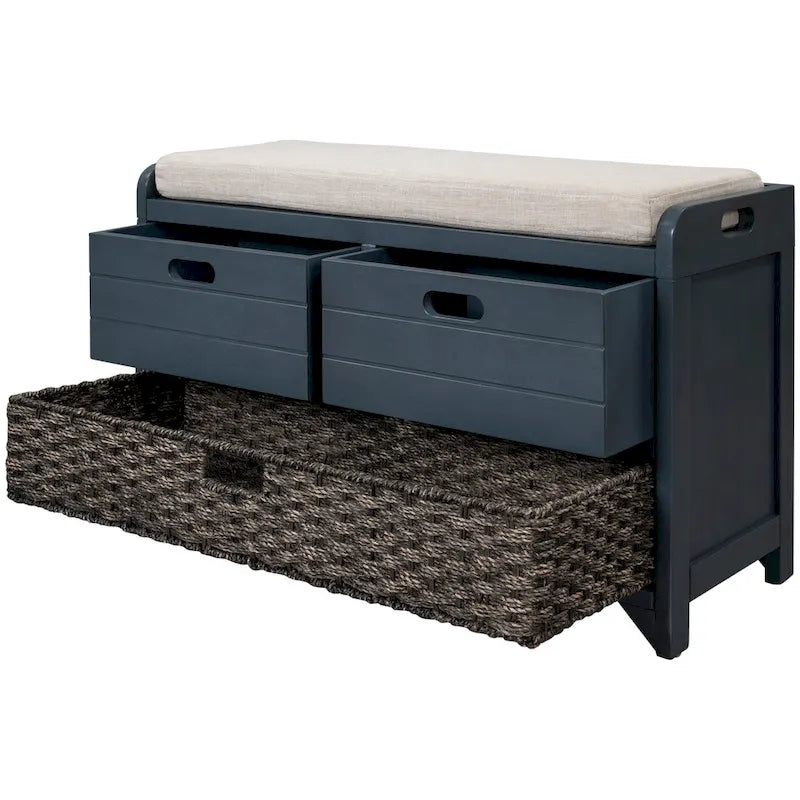 Banc de rangement avec panier amovible et 2 tiroirs