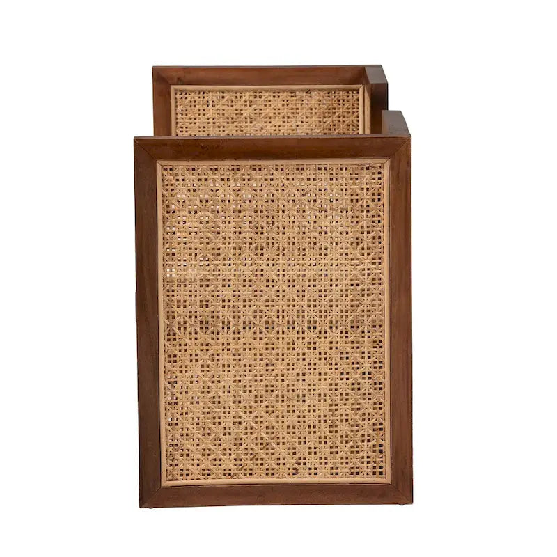 Bohemian Light Honey Rattan and Acacia Wood Accent Bench