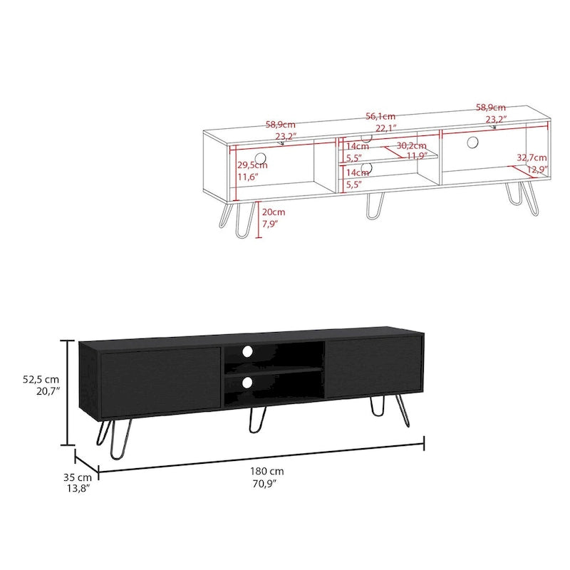 2-Cabinet TV Stand with Hairpin Legs