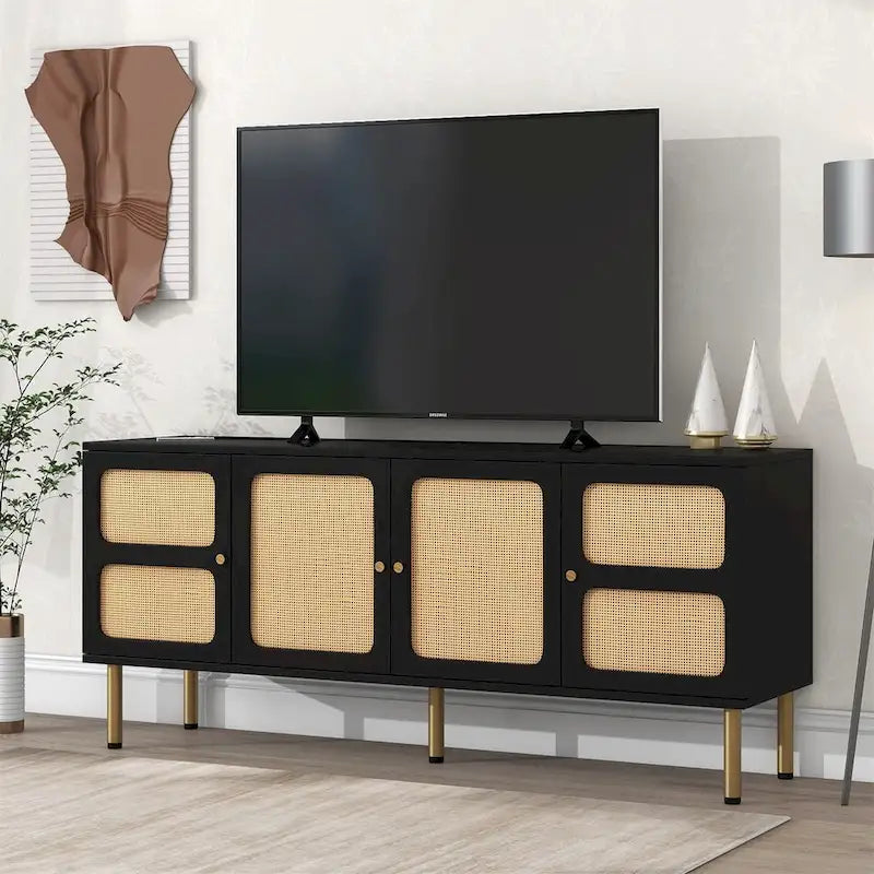 Meuble TV console tressé pour téléviseurs jusqu'à 70"