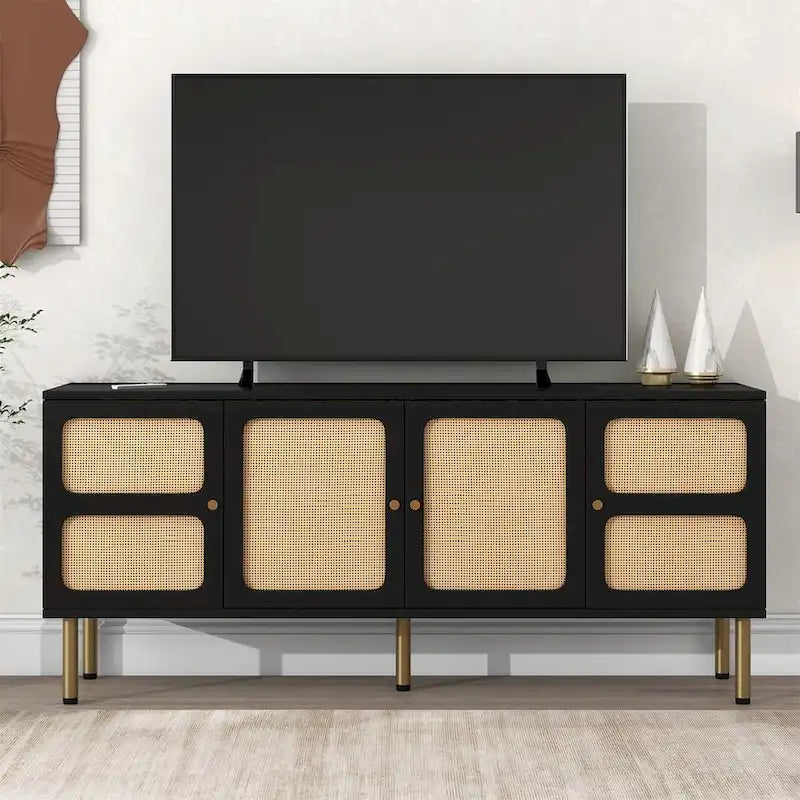 Meuble TV console tressé pour téléviseurs jusqu'à 70"