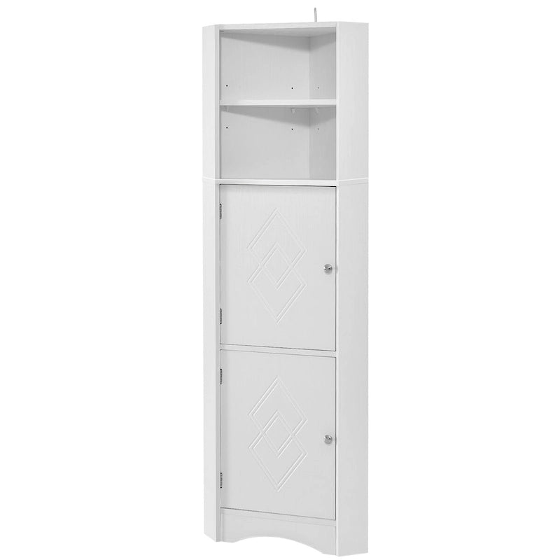 Tall Bathroom Corner Storage Cabinet with Doors and Adjustable Shelves