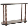 Console en bois ovale à fuseaux 1 étagère avec bords perlés - Marron