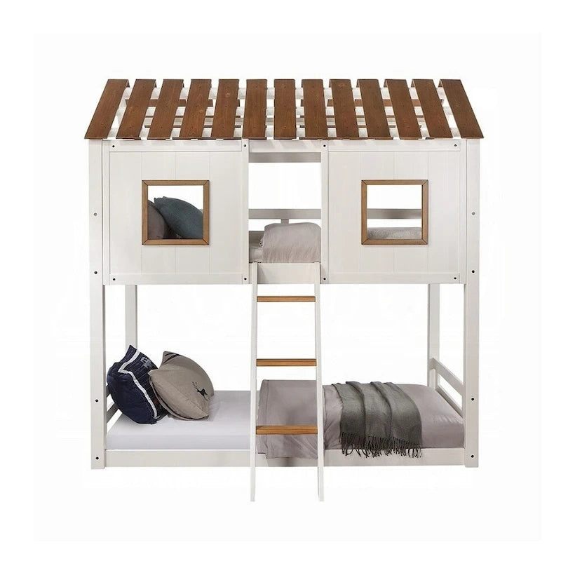 Wooden Twin Over Twin Bunk Bed - White